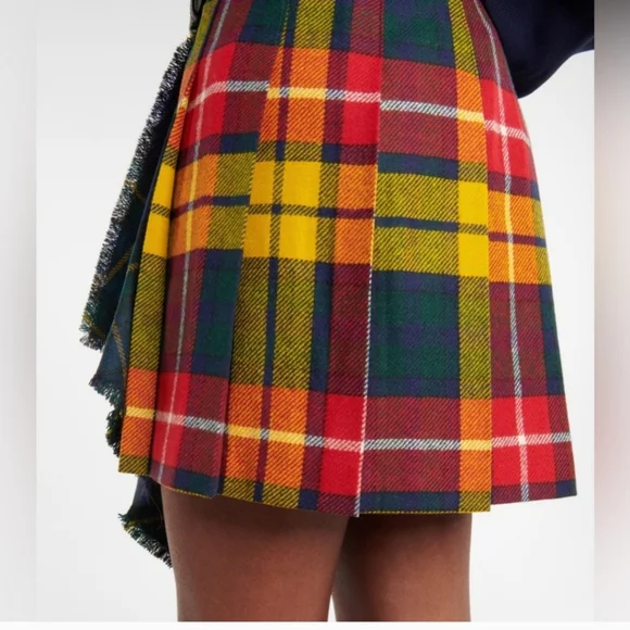 Polo Ralph Lauren Women's 16 wool Plaid Pleated Kilt Leather Buckle Skirt New - Picture 4 of 7